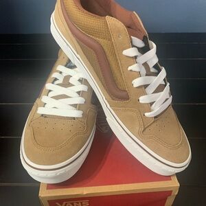 Vans Tan and White Sneakers Classic Skate Style